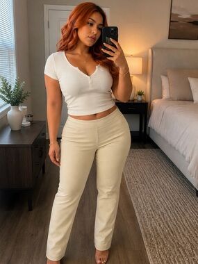 NIC+ZOE Cream Straight Leg Pants